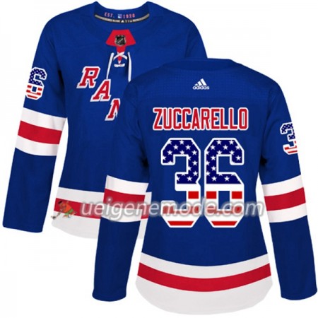 Dame Eishockey New York Rangers Trikot Mats Zuccarello 36 Adidas 2017-2018 Blue USA Flag Fashion Authentic